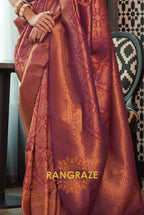 Royal Maroon Woven Kanjivaram Brocade Silk Saree