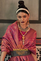 Royal Maroon Woven Kanjivaram Brocade Silk Saree