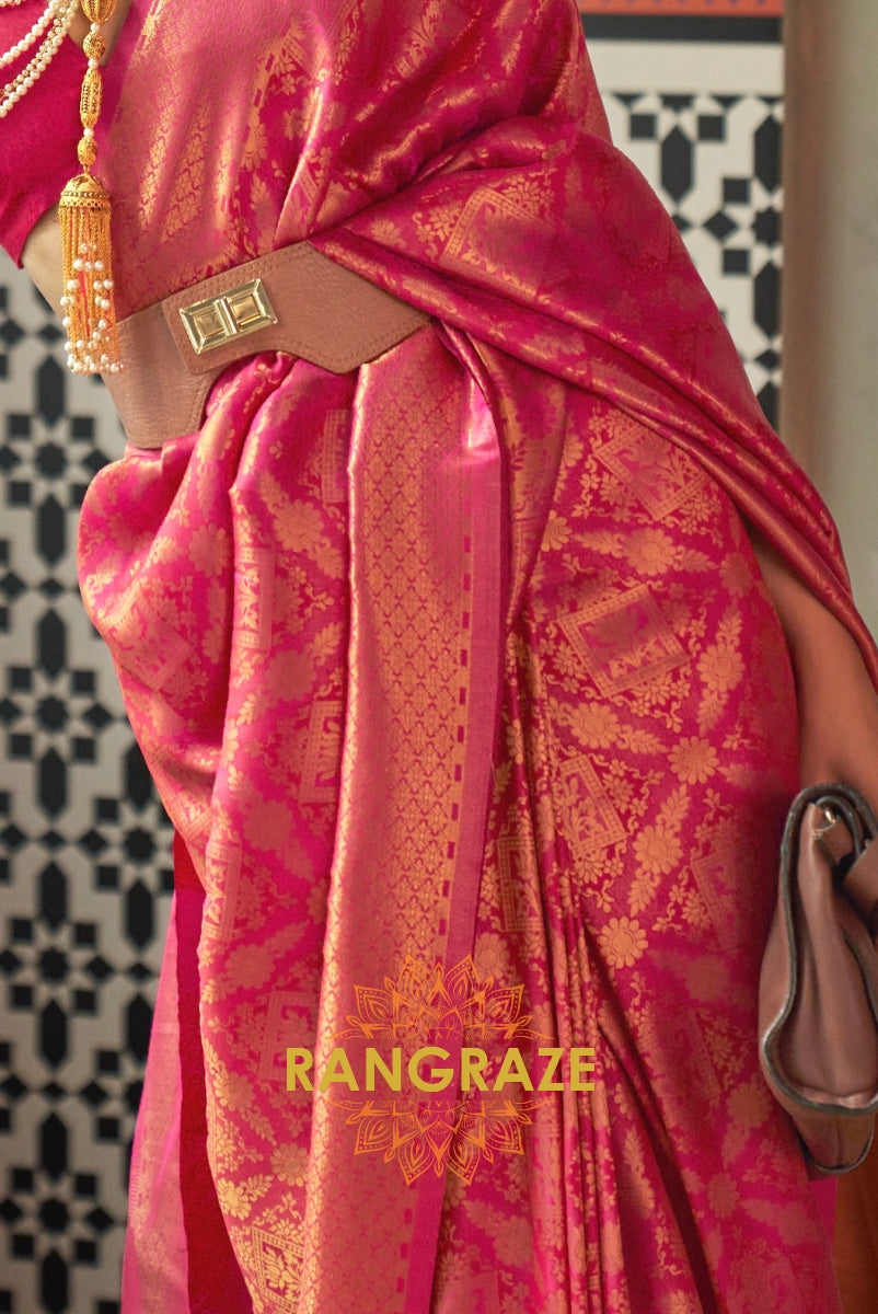 Royal Magenta Woven Kanjivaram Brocade Silk Saree