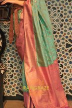 Turquoise Dual Tone Festive Kanjivaram Silk Saree