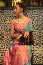 Turquoise Dual Tone Festive Kanjivaram Silk Saree