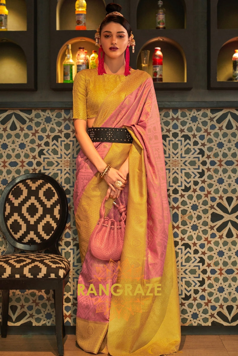 Yellow Dual Tone Festive Kanjivaram Silk Saree