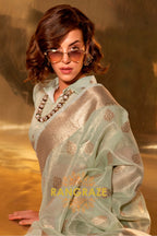 Vintage Sea Green Woven Banarasi Tissue Silk Saree