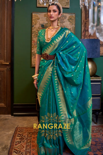 Festive Green Woven Banarasi Soft Silk Saree