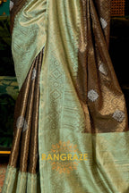 Majestic Green Woven Banarasi Tussar Silk Saree