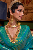 Festive Green Woven Banarasi Soft Silk Saree