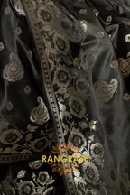 Metal Black Banarasi Woven Satin Silk Saree