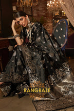 Metal Black Banarasi Woven Satin Silk Saree