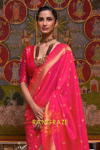 Bridal Red Woven Banarasi Soft Silk Saree