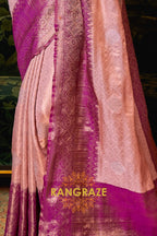 Majestic Purple Pink Woven Banarasi Tussar Silk Saree