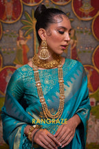 Festive Turquoise Blue Woven Banarasi Soft Silk Saree