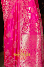 Deep Pink Banarasi Woven Satin Silk Saree