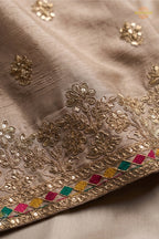Beige Readymade Embroidered Chinon Sharara Suit