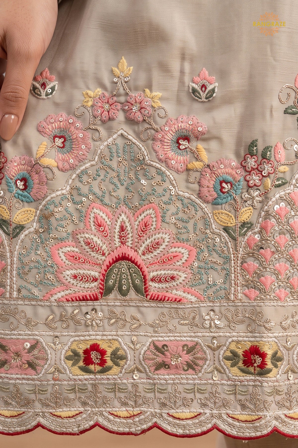 Beige Readymade Stitched Palazzo Suit