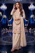 Beige Readymade Stitched Palazzo Suit