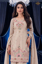Beige Readymade Stitched Palazzo Suit