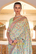 Pista Green Woven Banarasi Jamewar Saree