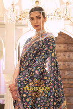 Bold Black Woven Banarasi Jamewar Saree