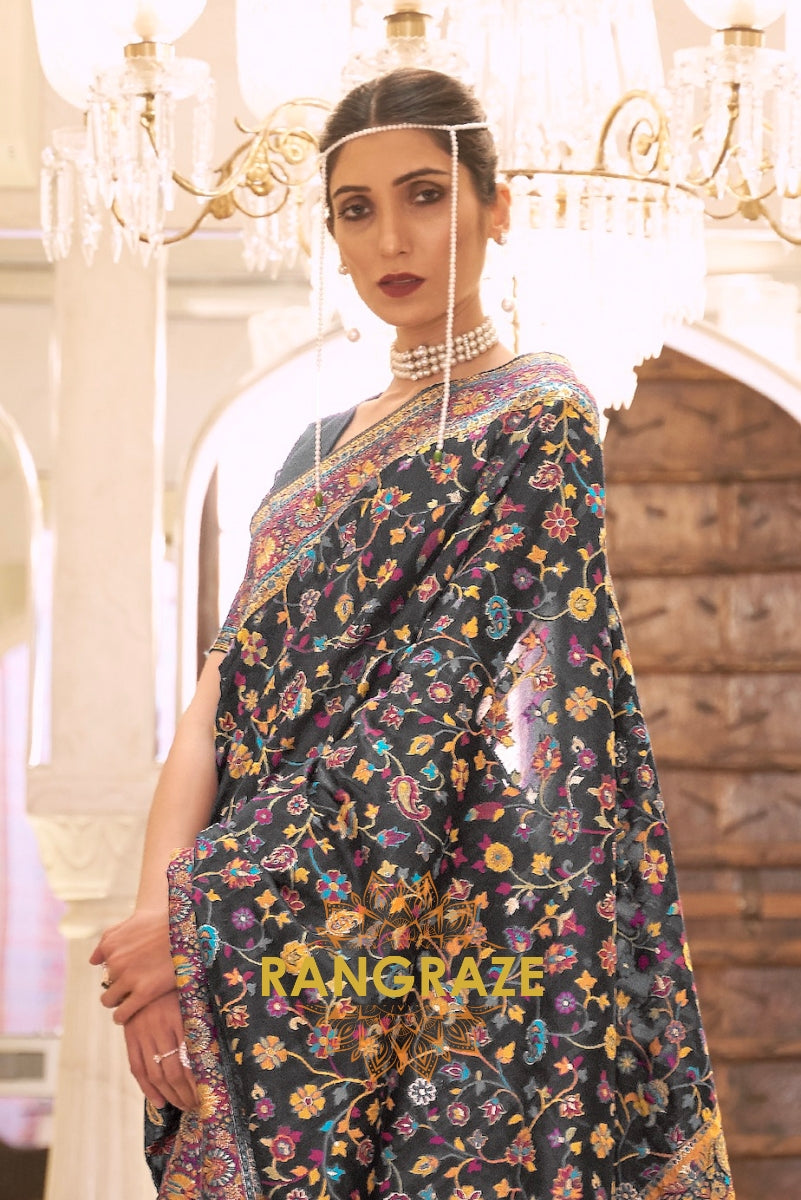 Bold Black Woven Banarasi Jamewar Saree