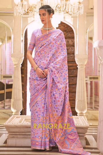 Lilac Lavender Woven Banarasi Jamewar Saree