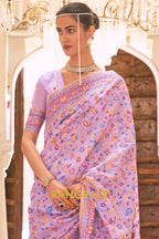 Lilac Lavender Woven Banarasi Jamewar Saree