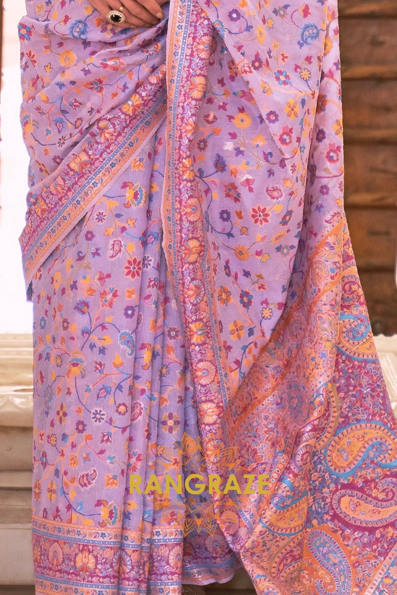 Lilac Lavender Woven Banarasi Jamewar Saree