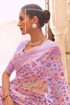 Lilac Lavender Woven Banarasi Jamewar Saree