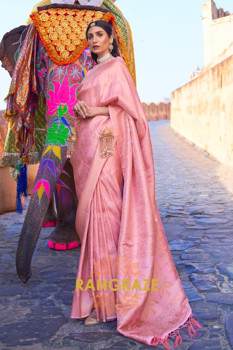 Royal Kanjivaram Pink Woven Silk Saree