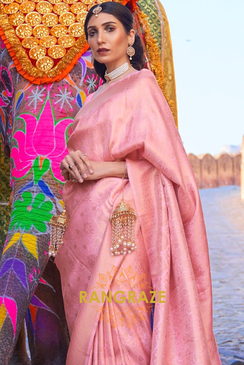 Royal Kanjivaram Pink Woven Silk Saree