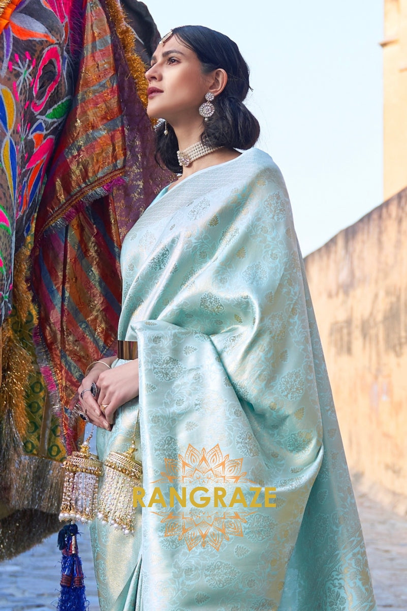 Royal Kanjivaram Blue Woven Silk Saree
