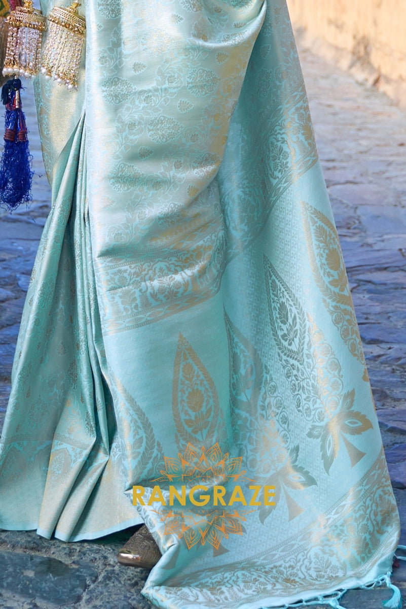 Royal Kanjivaram Blue Woven Silk Saree