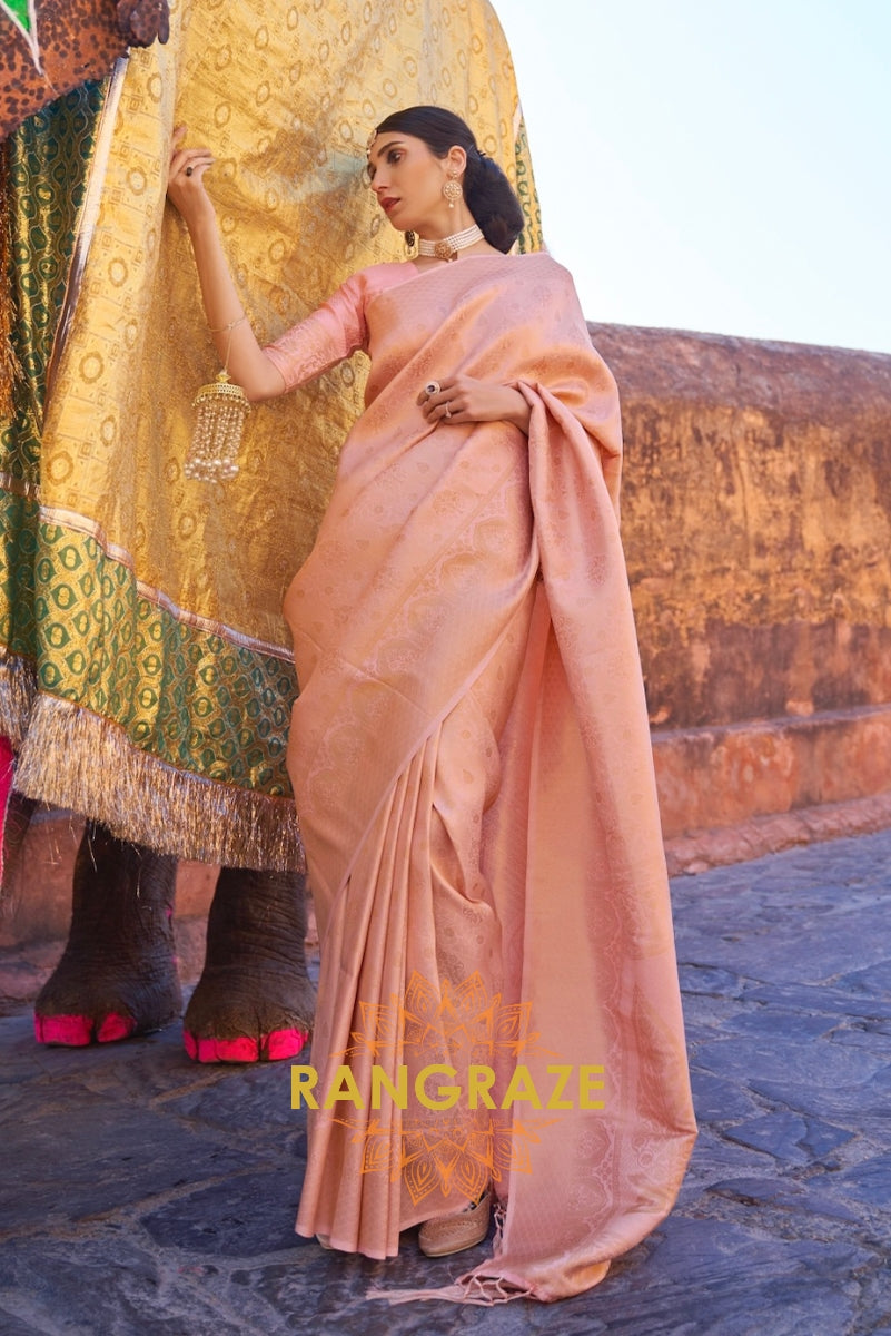 Royal Kanjivaram Orange Woven Silk Saree