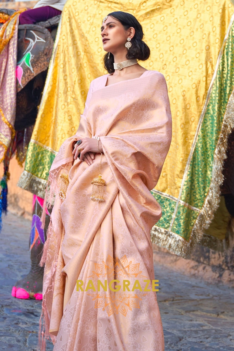 Royal Kanjivaram Ivory Cream Woven Silk Saree