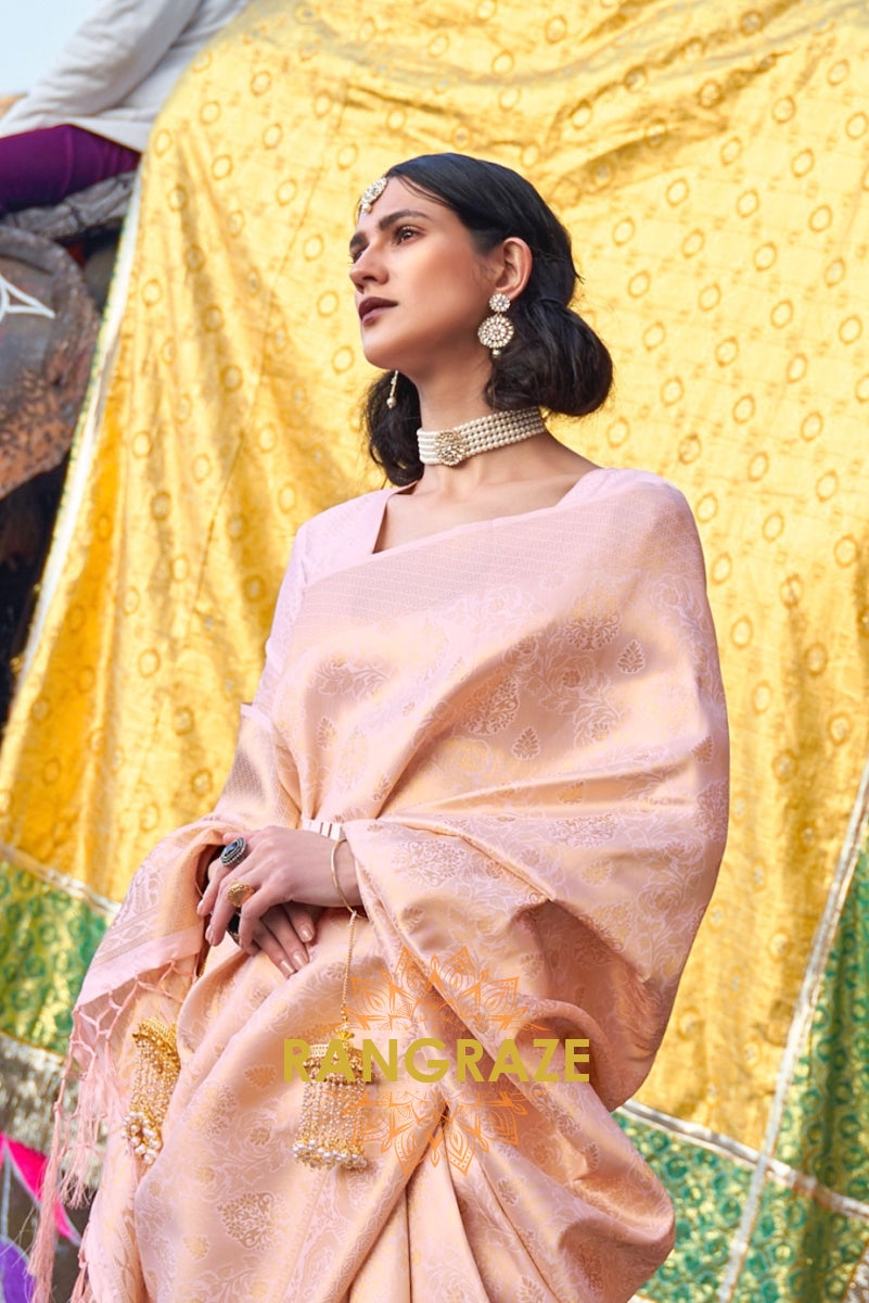 Royal Kanjivaram Ivory Cream Woven Silk Saree