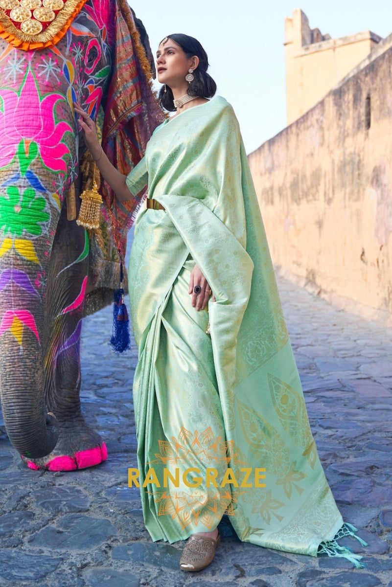 Royal Kanjivaram Light Green Woven Silk Saree