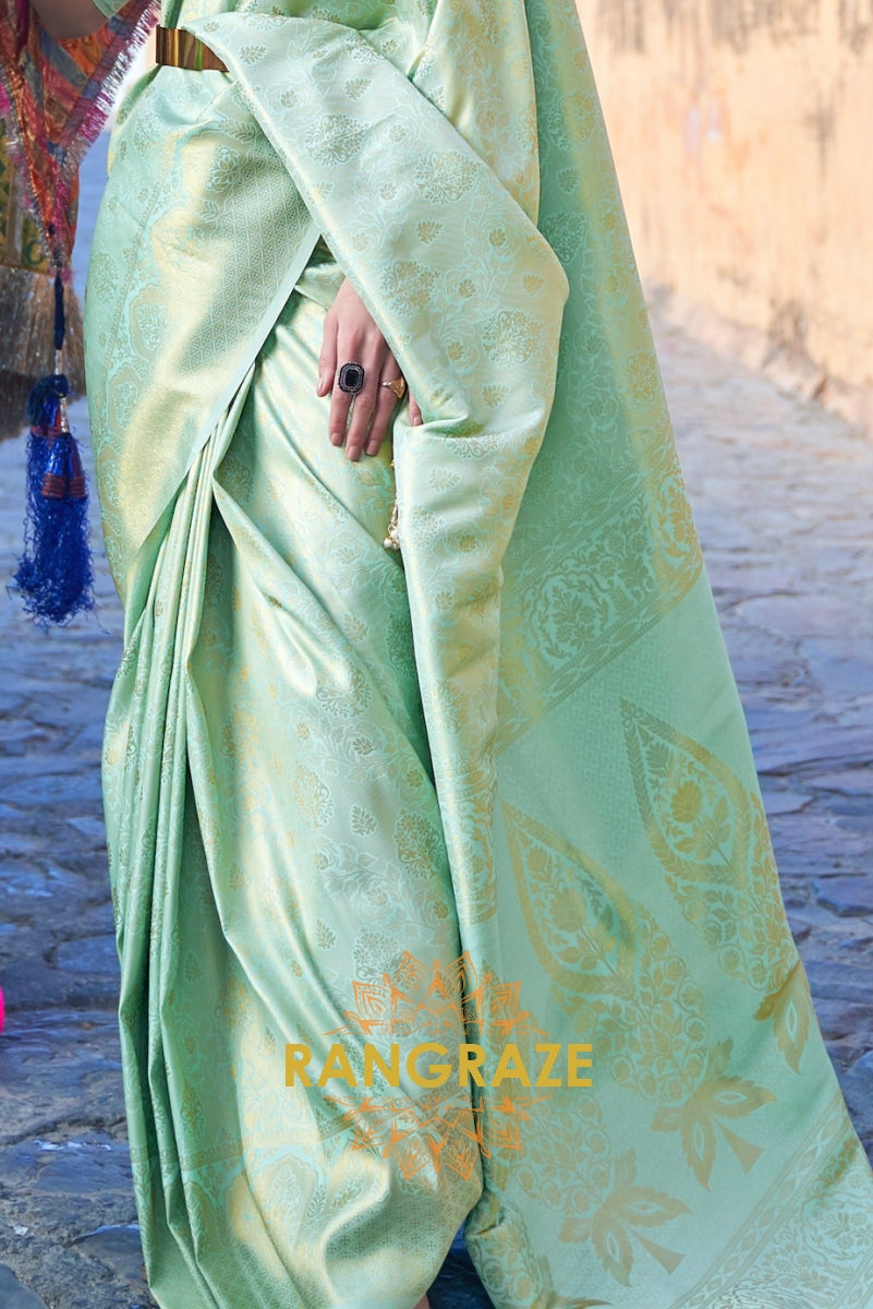 Royal Kanjivaram Light Green Woven Silk Saree