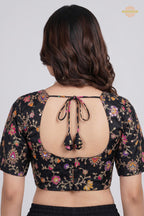 Black Printed Viscose Blouse with Embroidered Work