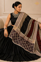 Black Stitched  Rayon Lehenga With Mirror Lace