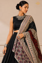 Black Stitched  Rayon Lehenga With Mirror Lace