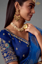 Blue And Green Ombre Woven Dola Crape Soft Silk