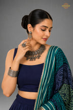 Blue Stitched  Rayon Lehenga With Mirror Lace