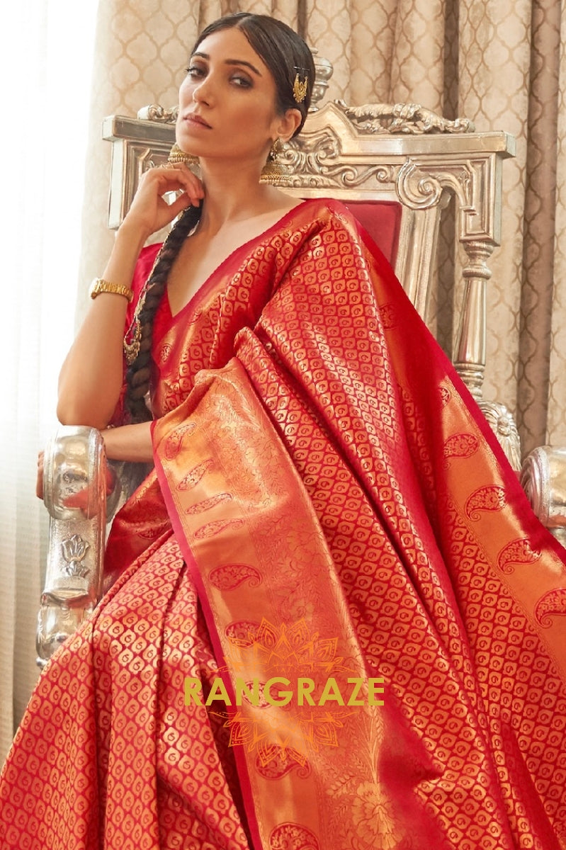 Regal Bridal Red Kanjivaram Silk Saree