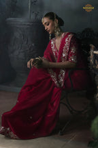 Bridal Red Embroidered Tissue Organza Saree