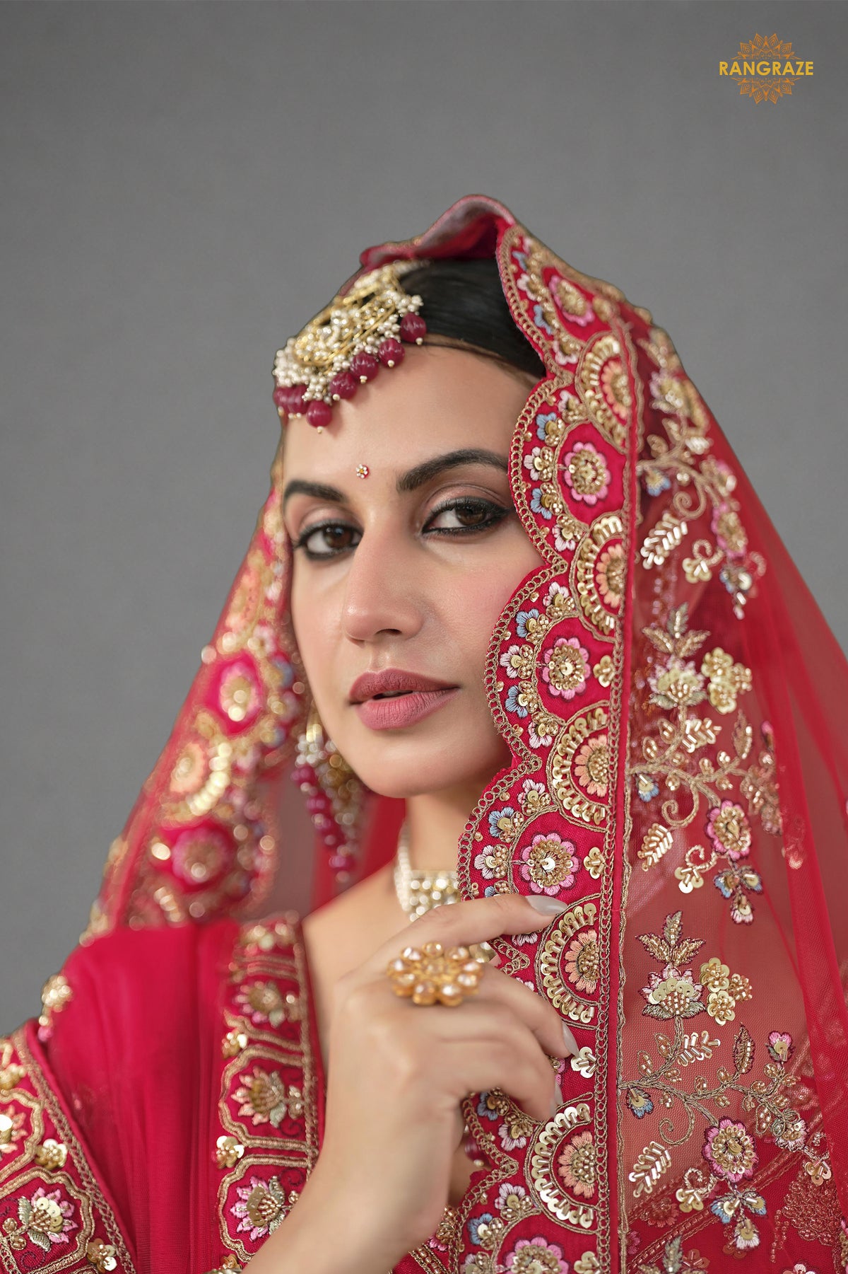 Bridal Red Heavy Embroidered Semi-Stitched Silk Lehenga