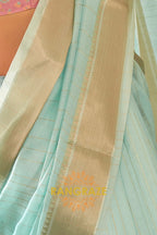 Seafoam Green Moss Chiffon Saree with Contrast Blouse