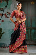 Cinder Black Woven Modal Cotton Pashmina Saree