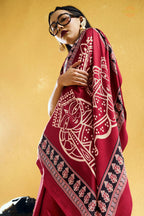 Crimson Red Ajrakh Print Modal Satin Saree