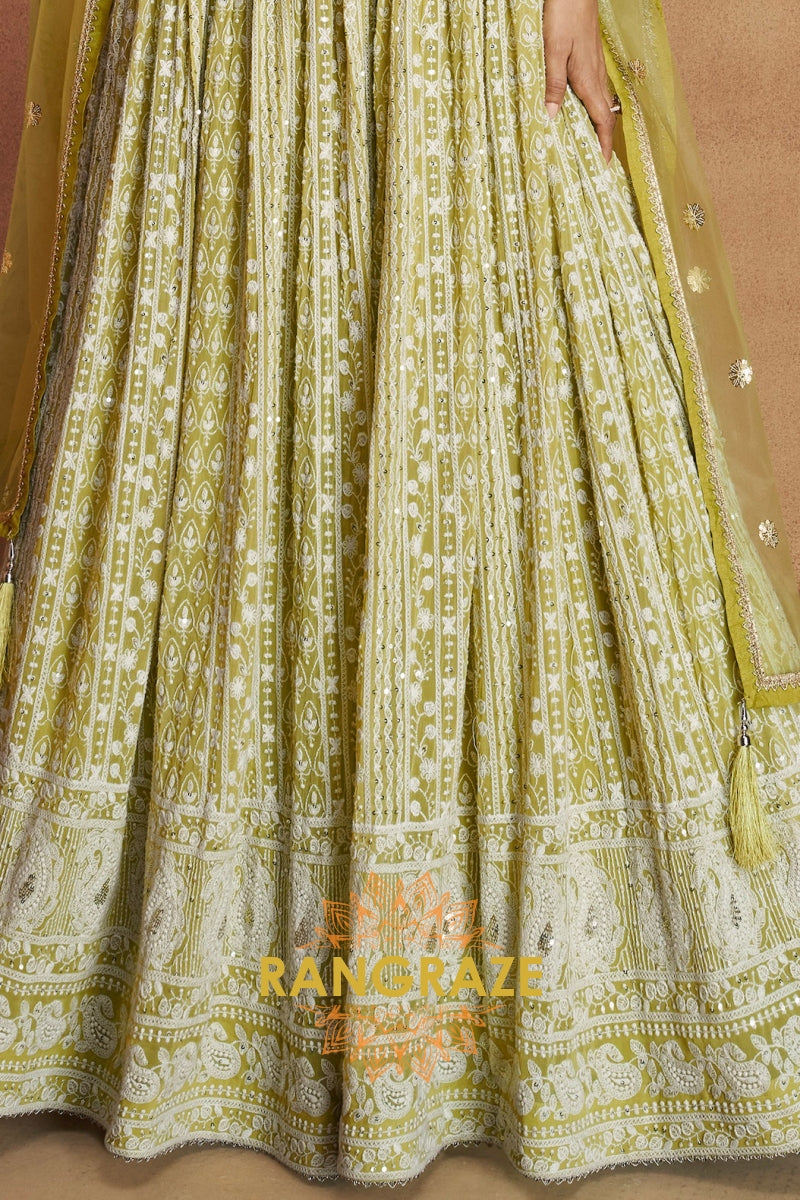 RangRaze Noor-E-Bahar Georgette Mirror Work Embroidered Anarkali Suit Set