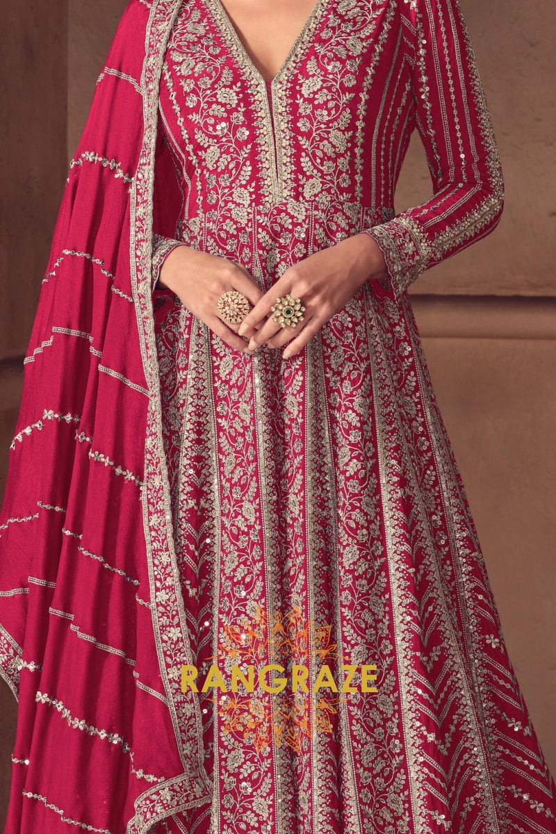 RangRaze Gulnaar-E-Ishq Premium Chinon Heavily Embroidered Anarkali Suit Set