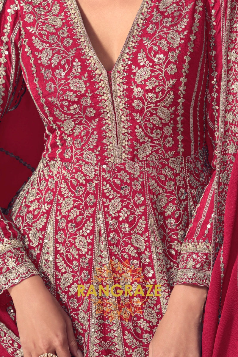 RangRaze Gulnaar-E-Ishq Premium Chinon Heavily Embroidered Anarkali Suit Set